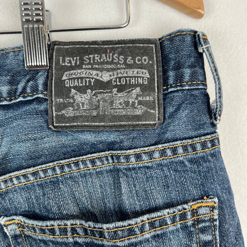 Levis 505 Regular‎ Fit Jeans Mens 31x32 Dark Wash Denim Pants Classic - Picture 7 of 14